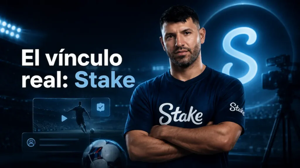 Kun Agüero como embajador de Stake casino